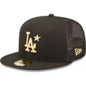 schwarze-flat-brim-trucker-cap-mit-goldenem-logo-59fifty-all-star-game-los-angeles-dodgers-mlb-von-new-era