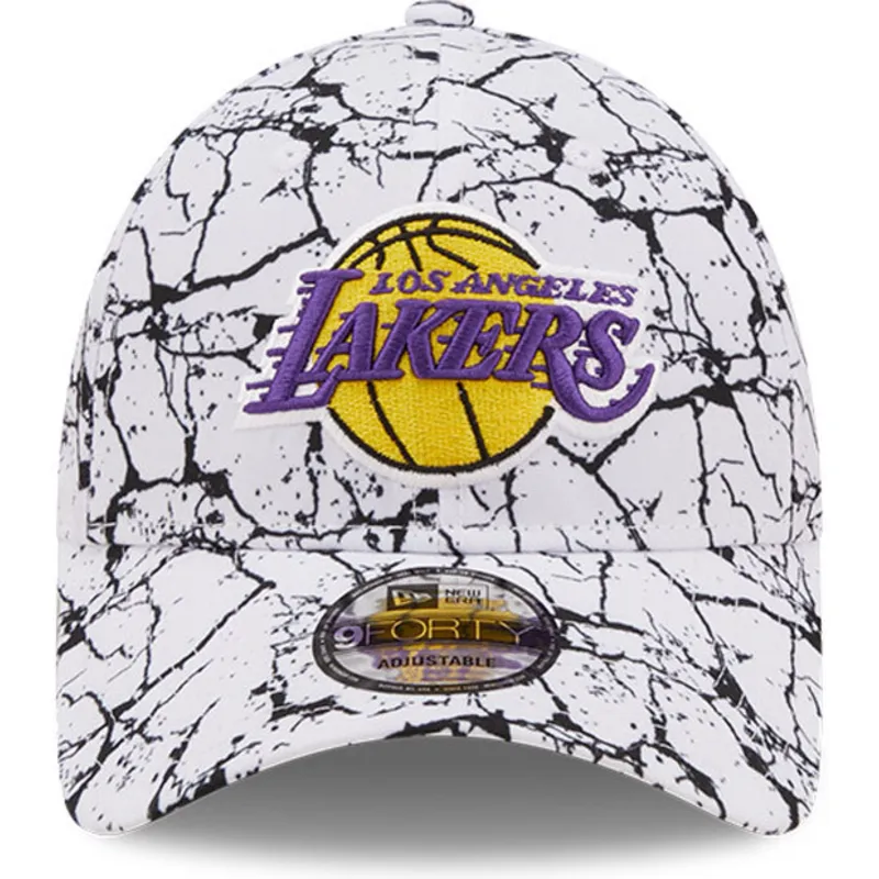 shapka-izvita-byala-reguliruem-9forty-marble-na-los-angeles-lakers-nba-ot-new-era