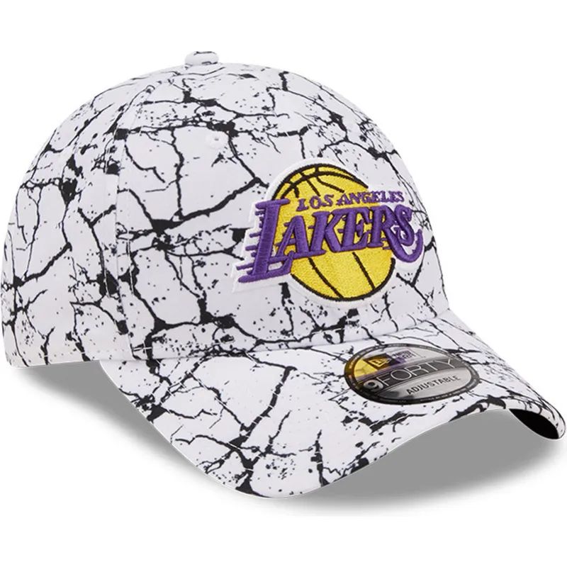 shapka-izvita-byala-reguliruem-9forty-marble-na-los-angeles-lakers-nba-ot-new-era