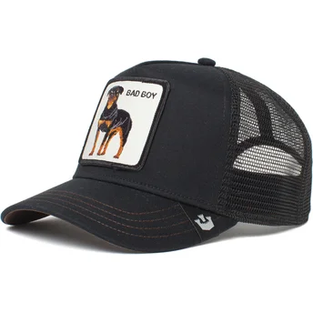 schwarze-trucker-kappe-fur-jungen-mit-rottweiler-hund-bad-boy-naughty-pup-the-farm-von-goorin-bros
