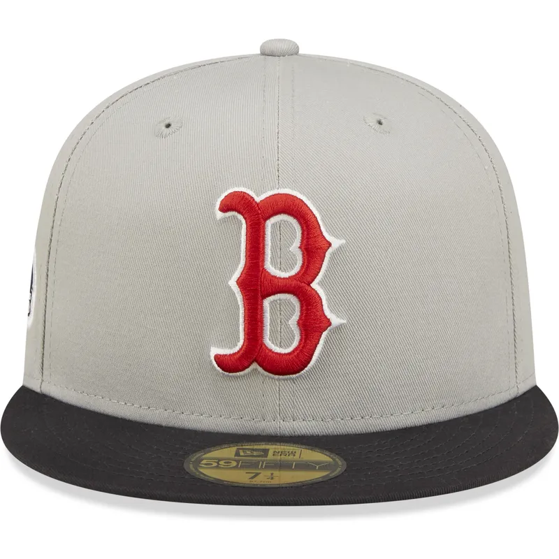 graue-und-schwarze-anliegende-flatcap-59fifty-world-series-der-boston-red-sox-mlb-von-new-era