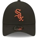 verstellbare-schwarze-curved-cap-mit-braunem-logo-9forty-league-essential-der-chicago-white-sox-mlb-von-new-era