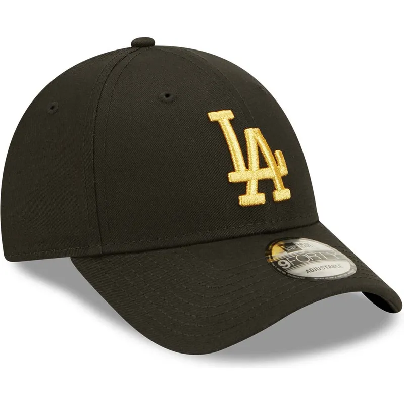shapka-izvita-cherna-reguliruem-dorado-9forty-metallic-na-los-angeles-dodgers-mlb-ot-new-era