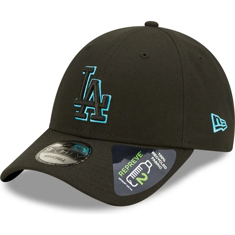 shapka-izvita-cherna-snapbek-9forty-neon-pack-repreve-na-los-angeles-dodgers-mlb-ot-new-era