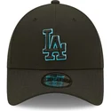 schwarze-9forty-neon-pack-repreve-snapback-kappe-mit-gebogenem-schirm-und-blauem-logo-der-los-angeles-dodgers-mlb-von-new-era