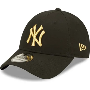 shapka-izvita-cherna-reguliruem-dorado-9forty-metallic-na-new-york-yankees-mlb-ot-new-era
