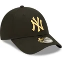 shapka-izvita-cherna-reguliruem-dorado-9forty-metallic-na-new-york-yankees-mlb-ot-new-era