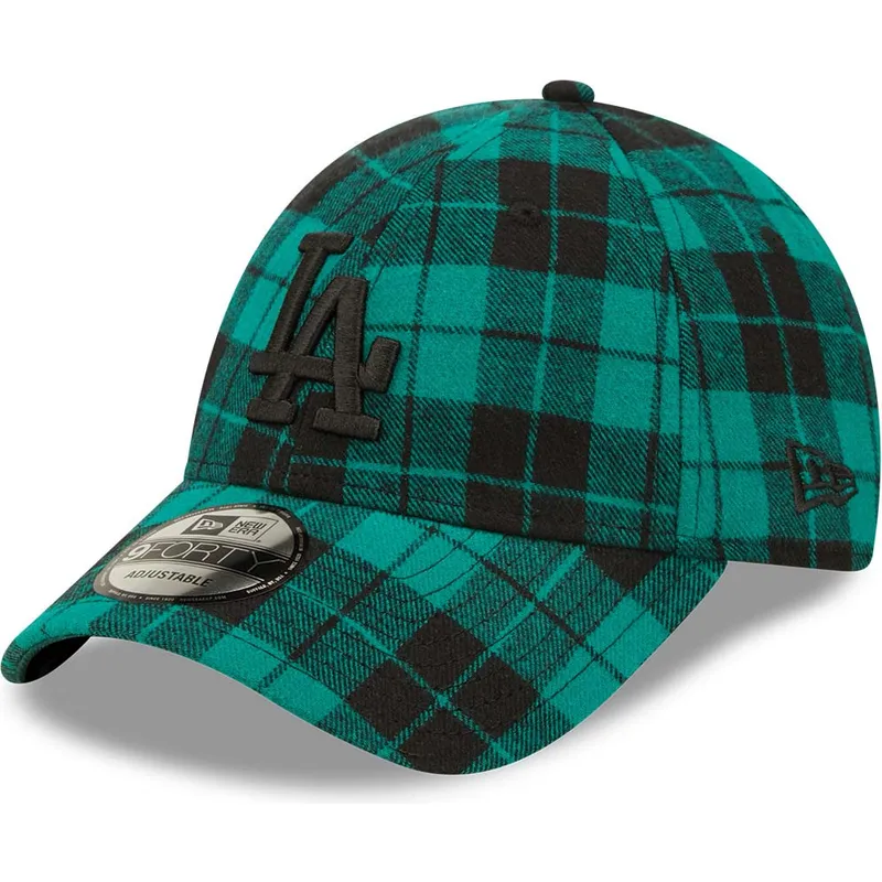 shapka-izvita-zelena-reguliruem-9forty-plaid-na-los-angeles-dodgers-mlb-ot-new-era