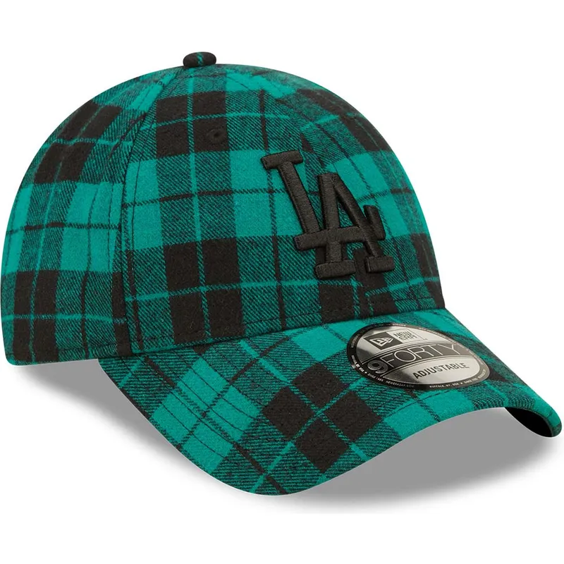 shapka-izvita-zelena-reguliruem-9forty-plaid-na-los-angeles-dodgers-mlb-ot-new-era