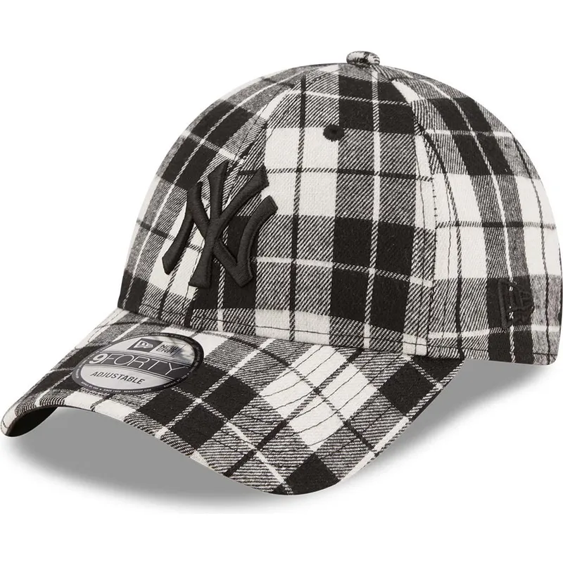 shapka-izvita-cherna-reguliruem-9forty-plaid-na-new-york-yankees-mlb-ot-new-era