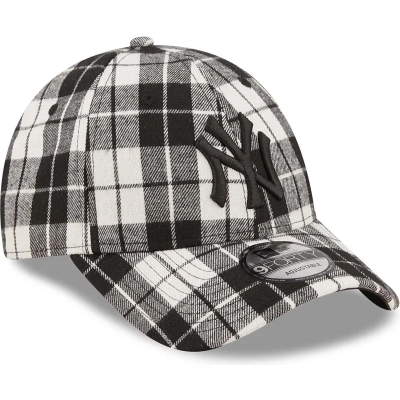 shapka-izvita-cherna-reguliruem-9forty-plaid-na-new-york-yankees-mlb-ot-new-era