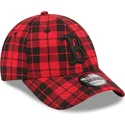 shapka-izvita-chervena-reguliruem-9forty-plaid-na-boston-red-sox-mlb-ot-new-era