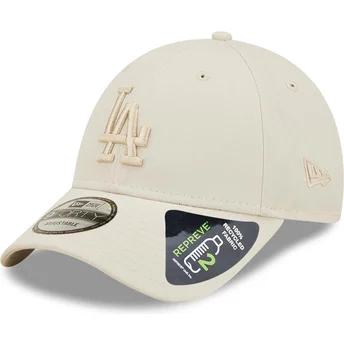 New Era Curved Brim 9FORTY REPREVE Los Angeles Dodgers MLB Beige Snapback Cap with Beige Logo