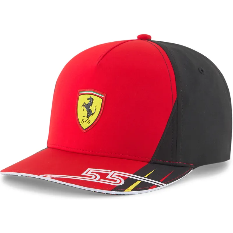 shapka-izvita-chervena-snapbek-sf-carlos-sainz-na-ferrari-formula-1-ot-puma