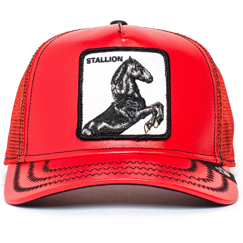 shapka-izvita-traker-chervena-snapbek-stallion-cherry-mustang-the-farm-ot-goorin-bros