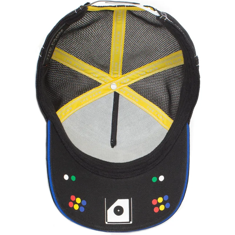 sort-og-bla-trucker-kasket-med-fro-big-mouth-puck-yeah-the-farm-fra-goorin-bros