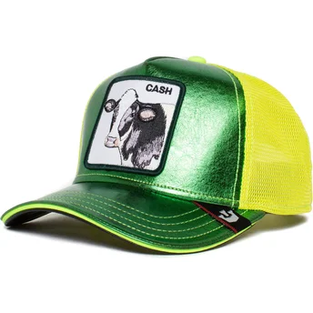grune-und-gelbe-trucker-kappe-mit-kuh-cash-shine-metallic-the-farm-von-goorin-bros