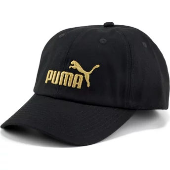 Puma Curved Brim Golden Logo Essentials Black Adjustable Cap