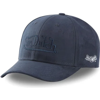 Von Dutch Curved Brim SUEDINE1 Navy Blue Snapback Cap