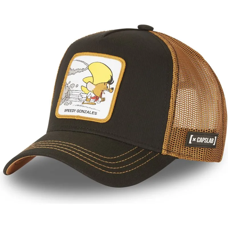 schwarze-und-braune-trucker-kappe-speedy-gonzales-spe3-looney-tunes-von-capslab