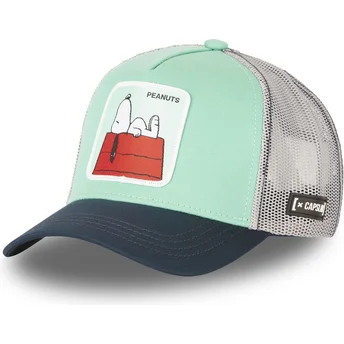 Casquette trucker verte, grise et bleue marine Snoopy PE2 Peanuts Capslab