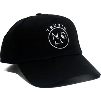 The No.1 Face Curved Brim Trusts No.1 Черно-бяло лого Черна регулируема шапка с извита козирка