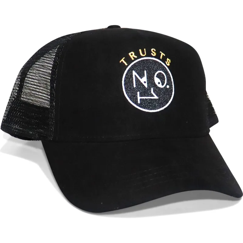 trucker-kasket-sort-trusts-no1-suede-black-gold-logo-fra-the-no1-face