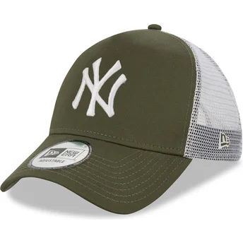 New York Yankees MLB New Era grøn og hvid 9FORTY A Frame trucker cap