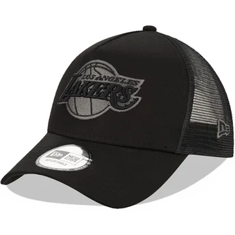 Шапка извита шапка тракер черна снапбек 9FORTY A Frame Tonal на Los Angeles Lakers NBA от New Era
