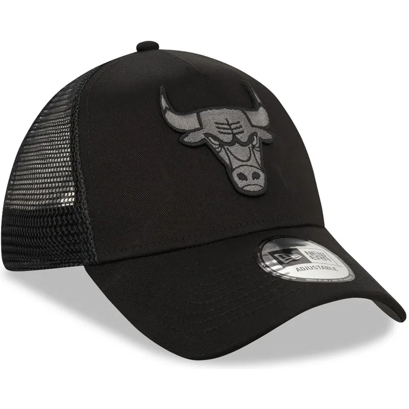 sort-trucker-kasket-med-sort-logo-9forty-a-frame-tonal-fra-chicago-bulls-nba-fra-new-era