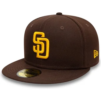 Brun fitted 59FIFTY Authentic On Field flat cap fra San Diego Padres MLB af New Era