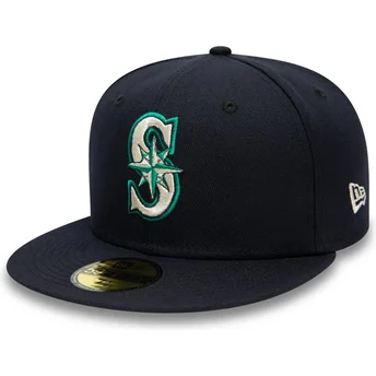New Era Плоска Козирка 59FIFTY Authentic On Field Seattle Mariners MLB Тъмносиня Прилепнала Шапка