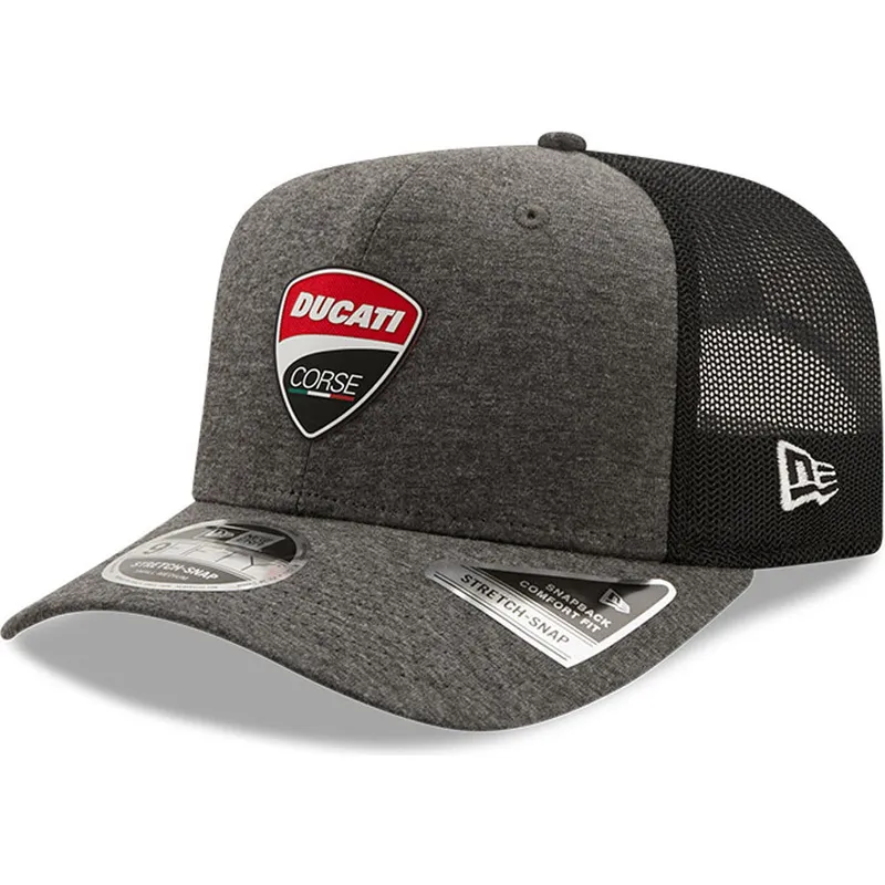 shapka-izvita-traker-siv-snapbek-9fifty-stretch-snap-jersey-na-ducati-motor-motogp-ot-new-era