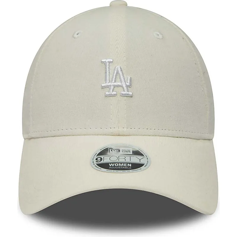 shapka-izvita-bezhov-reguliruem-9forty-cord-mini-na-los-angeles-dodgers-mlb-ot-new-era