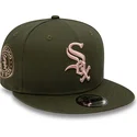 shapka-ploska-zelena-snapbek-rosa-9fifty-side-patch-na-chicago-white-sox-mlb-ot-new-era