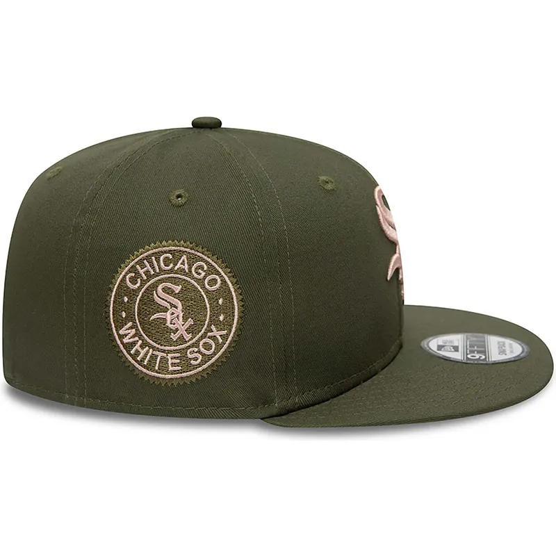 Gorra plana verde snapback con logo rosa 9FIFTY Side Patch de Chicago White  Sox MLB de New Era