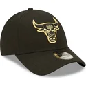 shapka-izvita-cherna-reguliruem-dorado-9forty-metallic-na-chicago-bulls-nba-ot-new-era