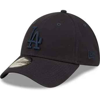 marineblaue-gebogene-verstellbare-kappe-mit-marineblauen-logo-39thirty-league-essential-der-los-angeles-dodgers-mlb-von-new-era