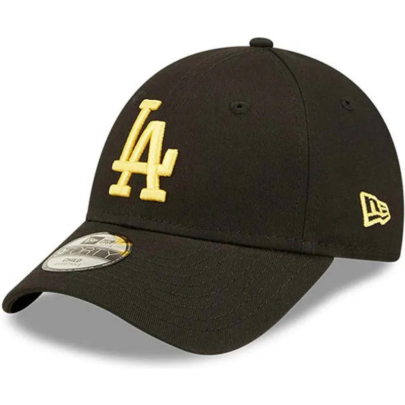 shapka-izvita-cherna-reguliruem-za-deca-dorado-9forty-league-essential-na-los-angeles-dodgers-mlb-ot-new-era
