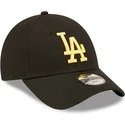 shapka-izvita-cherna-reguliruem-za-deca-dorado-9forty-league-essential-na-los-angeles-dodgers-mlb-ot-new-era