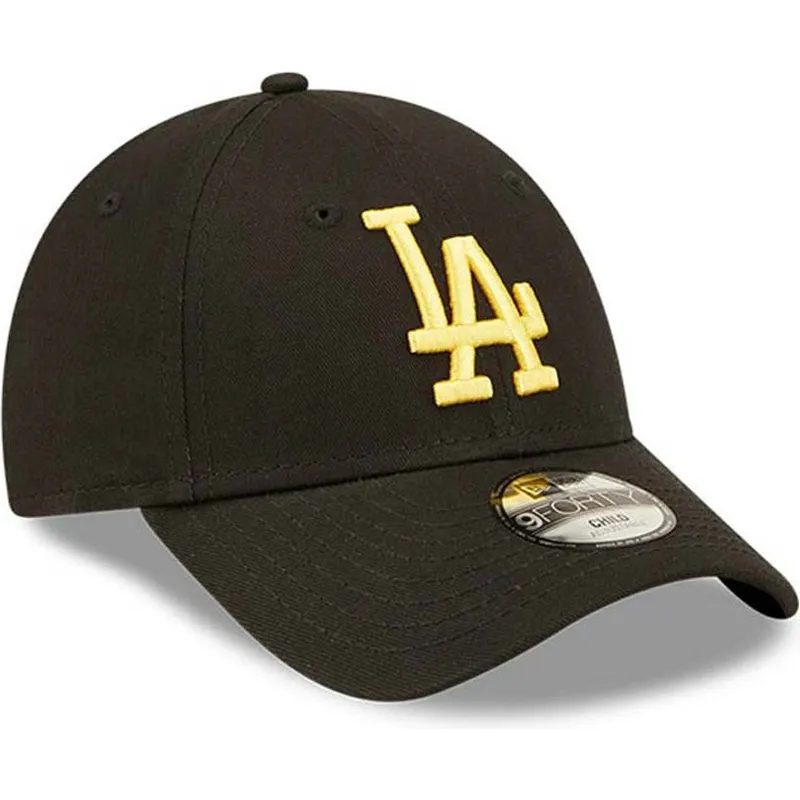shapka-izvita-cherna-reguliruem-za-deca-dorado-9forty-league-essential-na-los-angeles-dodgers-mlb-ot-new-era