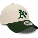 gorra-curva-beige-y-verde-ajustable-9forty-de-oakland-athletics-mlb-de-new-era