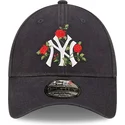 shapka-izvita-tmnosin-reguliruem-9forty-flower-na-new-york-yankees-mlb-ot-new-era