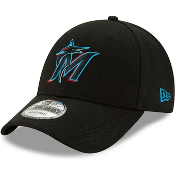 Шапка извита черна регулируем 9FORTY The League на Miami Marlins MLB от New Era