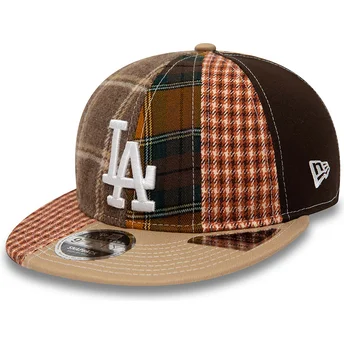 New Era Flat Brim 9FIFTY Patch Panel Los Angeles Dodgers MLB Brown Adjustable Cap