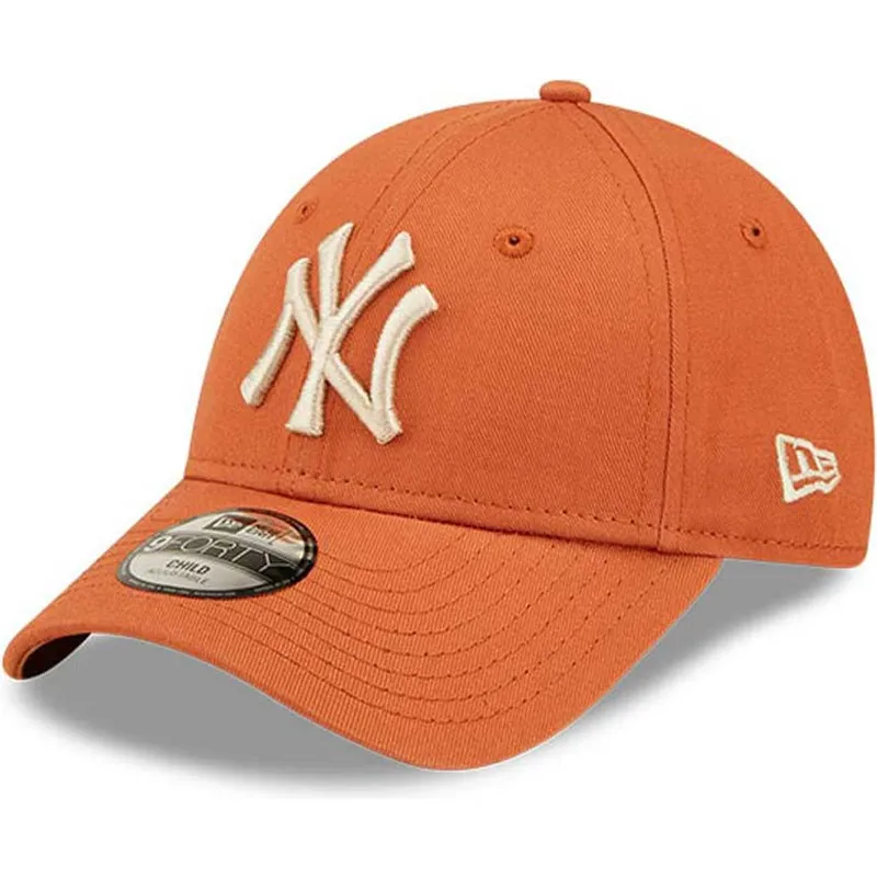 shapka-izvita-oranzhev-reguliruema-za-deca-9forty-league-essential-na-new-york-yankees-mlb-ot-new-era
