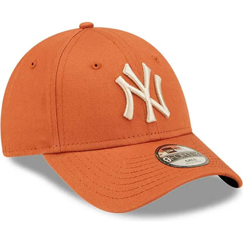 shapka-izvita-oranzhev-reguliruema-za-deca-9forty-league-essential-na-new-york-yankees-mlb-ot-new-era