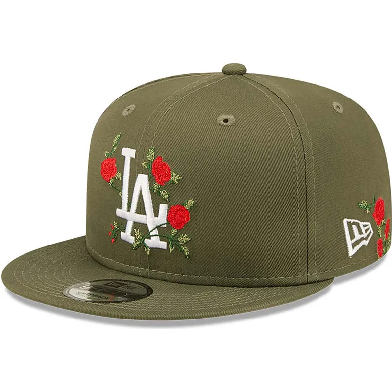 shapka-ploska-zelena-snapbek-9fifty-flower-na-los-angeles-dodgers-mlb-ot-new-era