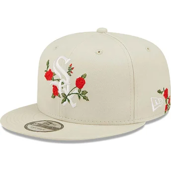 New Era Flat Brim 9FIFTY Flower Chicago White Sox MLB Beige Snapback Cap