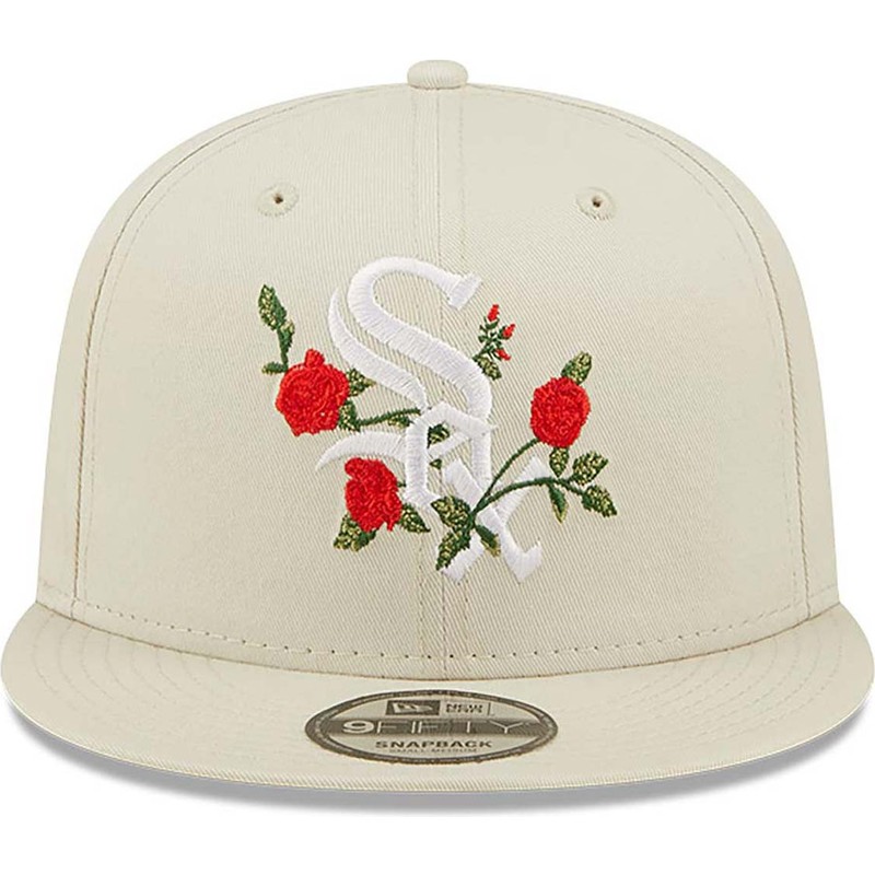 new-era-flat-brim-9fifty-flower-chicago-white-sox-mlb-beige-snapback-cap